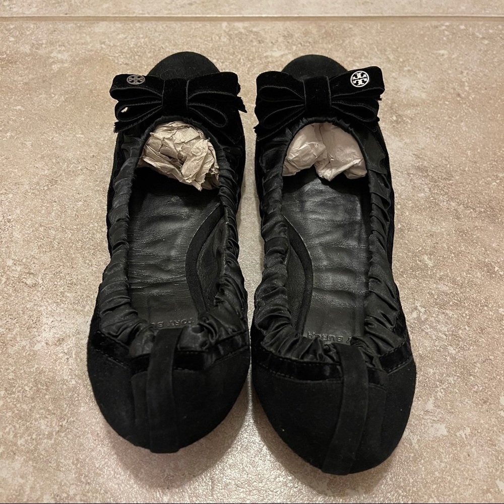 Black Velvet and Silk Tory Burch Flats - Picture 5 of 5